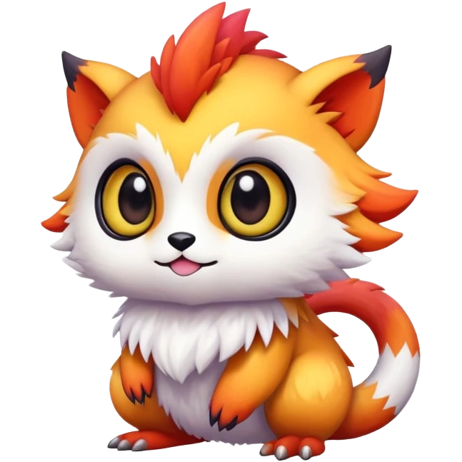 Randomly-colored exotic colorful chibi Fakémon-creature emoji
