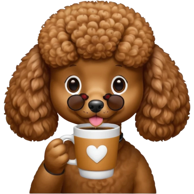 Poodle with coffee emoji