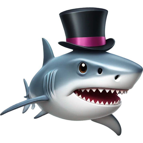 Shark with a top hat emoji