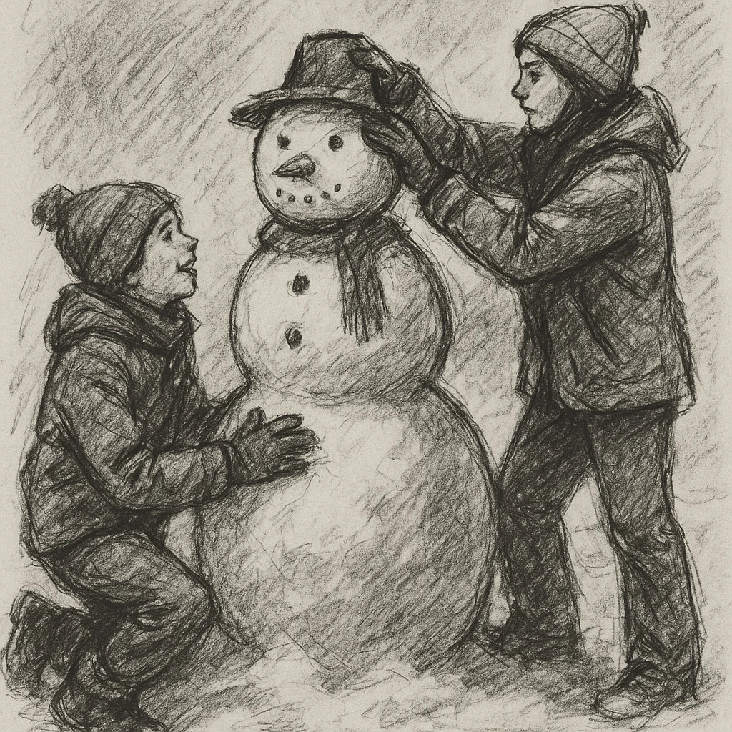 people making a snowman emoji