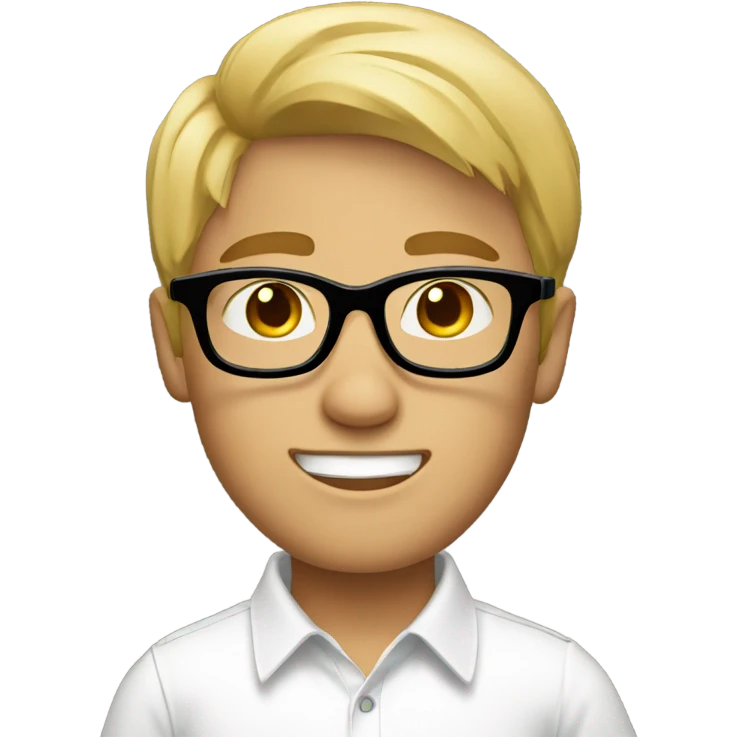 blonde boy with white shirt and glasses emoji