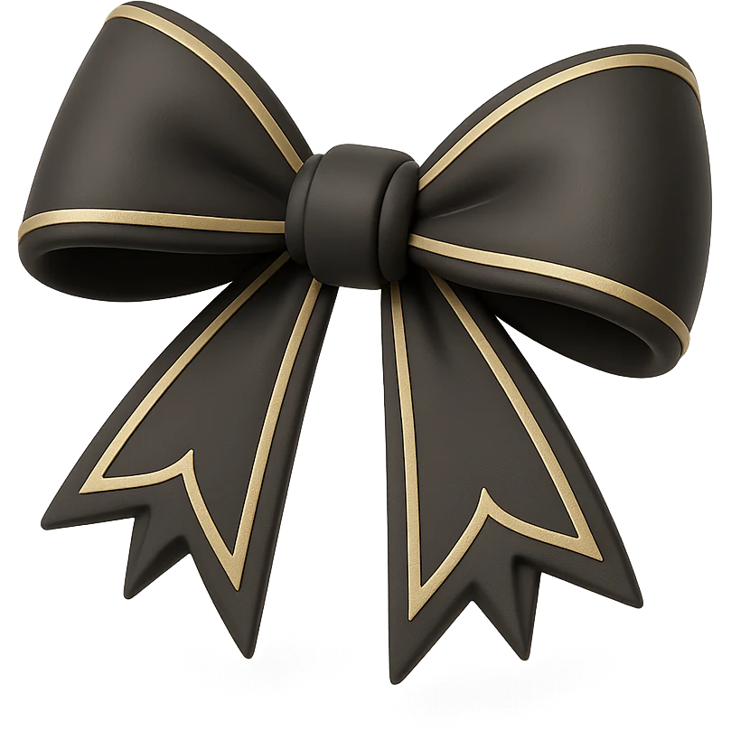 pink gothic bow, variation 3, 3D black style emoji