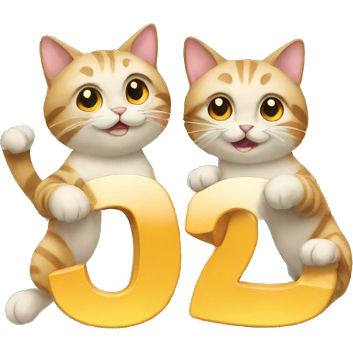 two cats holding up the number thirteen emoji
