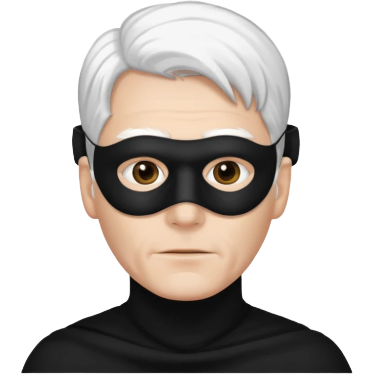 Мужчина с белыми волосами в черный маске на нижнюю часть лица emoji