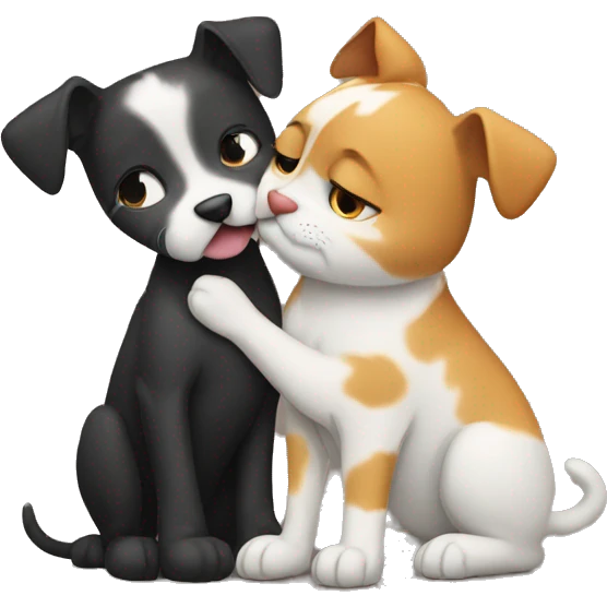 Dog kissing a cat emoji