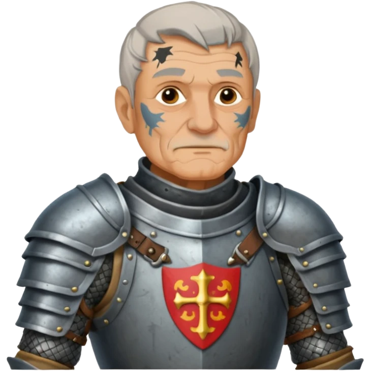elderly tattooed knight, tattooed shoulder emoji