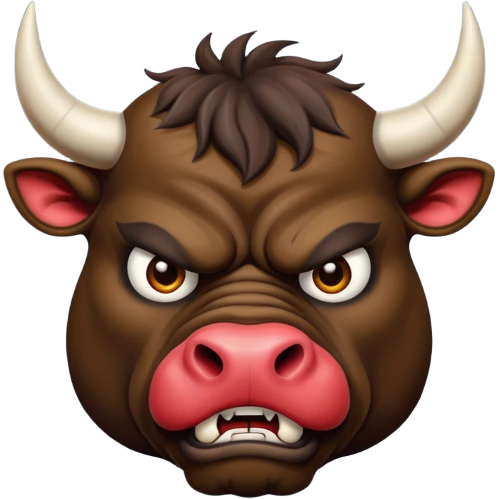 Generate a crazy bull, with a crazy face. Only face without body. emoji