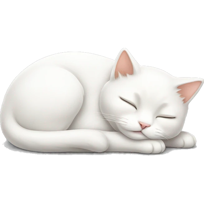 Cute white cat sleeping emoji