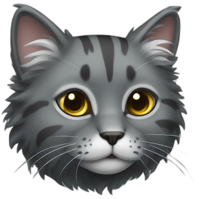 Stripped fluffy dark gray cat emoji