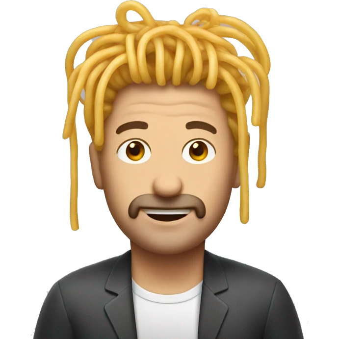 man with spaghetti as hair, emoji