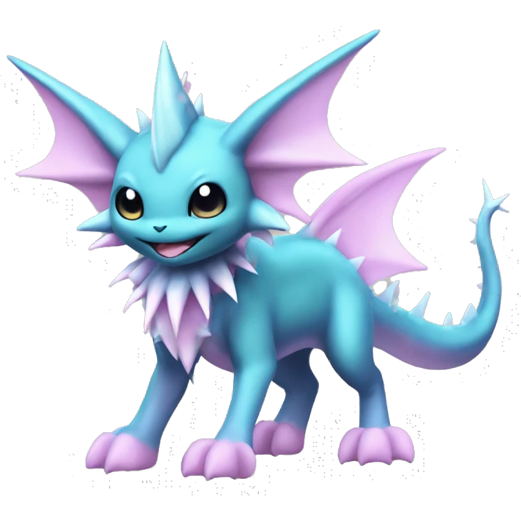 Pink Edgy Ethereal Vaporeon dragon With Fins and spikes full body emoji