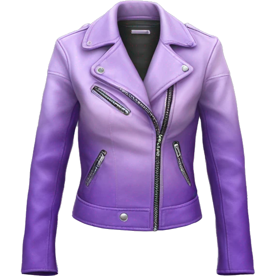 Realistic isolated side view of an open lavender to light purple ombre fashion leather jacket emoji