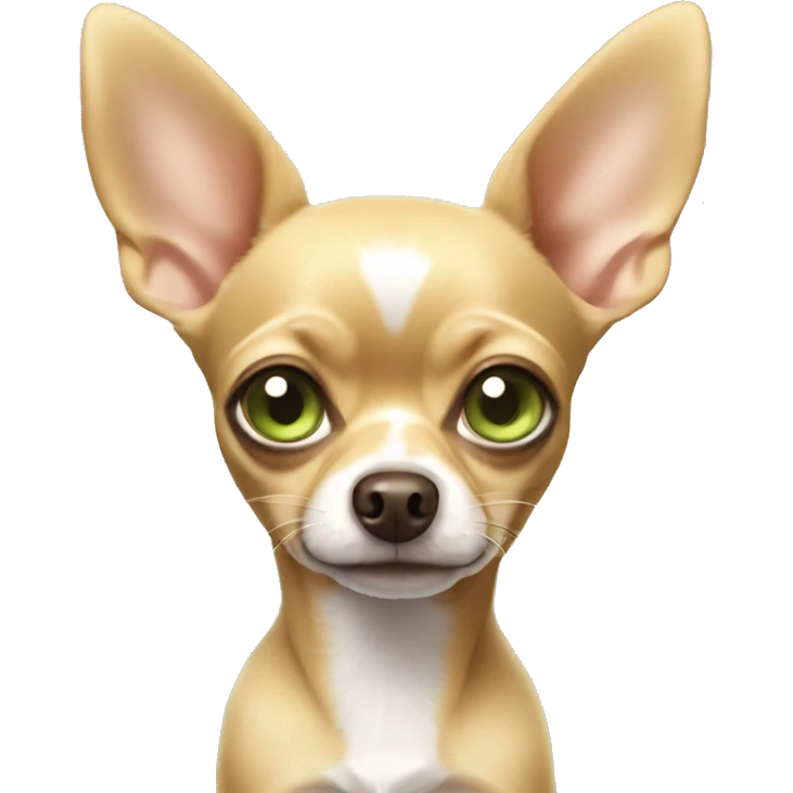 Tan chihuahua with light green eyes and big ears emoji