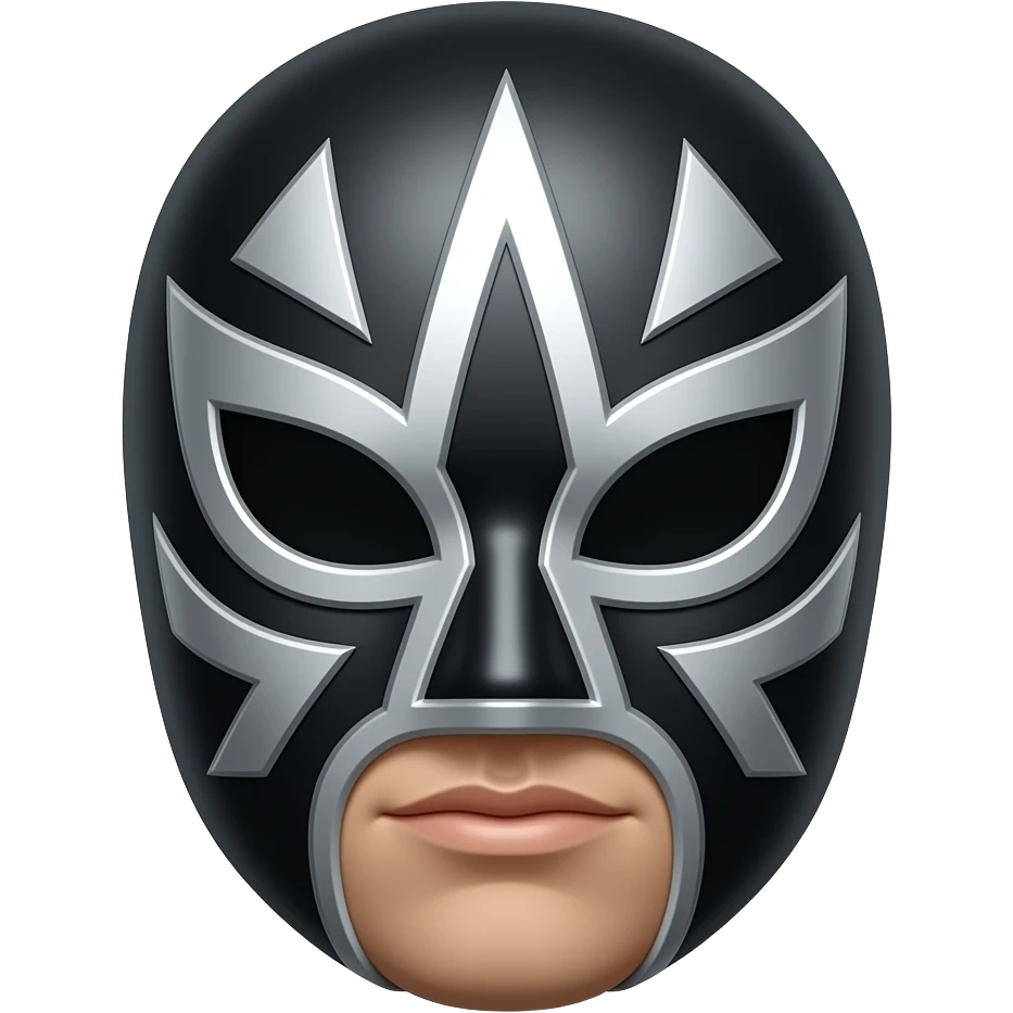 Mascara de luchador negro con plateado con diselo como si fuera un androide un Ciborg que sea simétrico emoji
