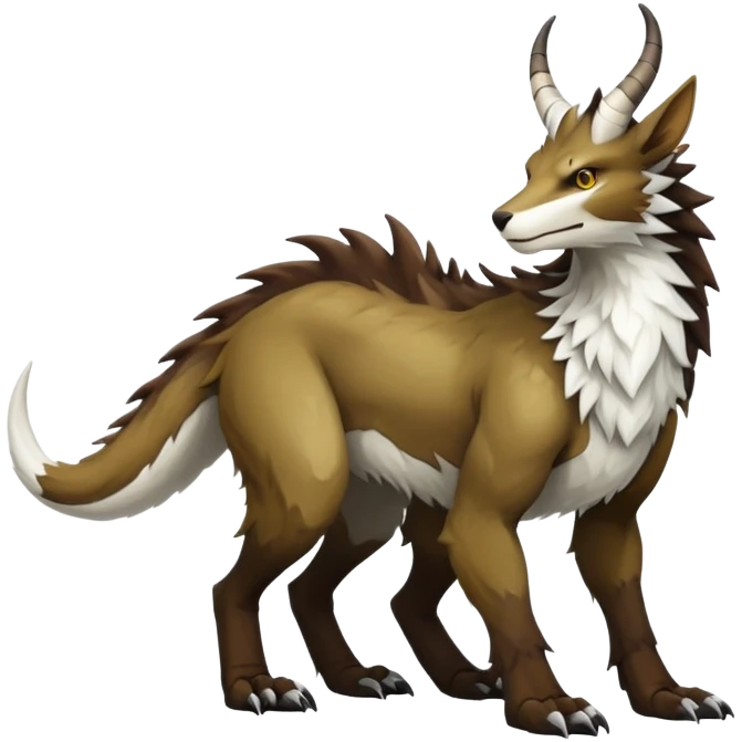 Sergal-Vernid-hybrid-animal-creature, full body, 4 legs, horned emoji