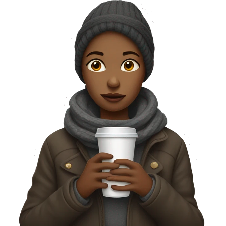 Cold girl drinking coffee emoji