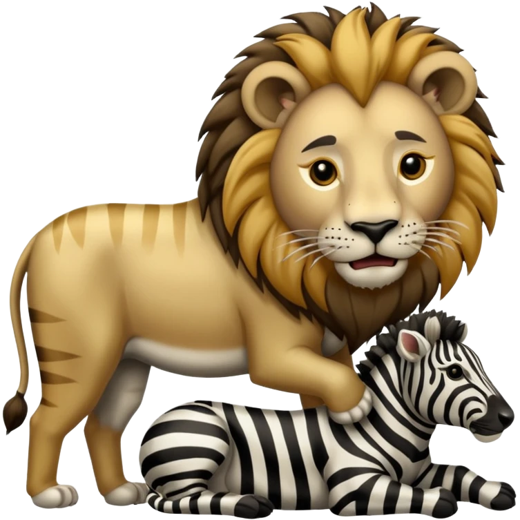 lion eating zebra prey emoji