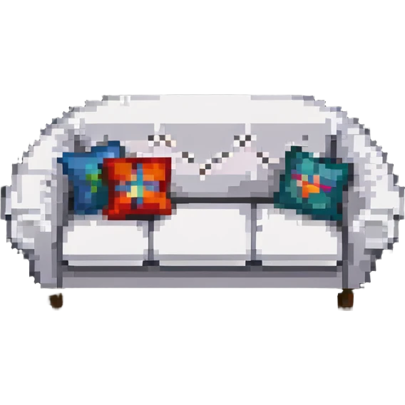 cozy sofa with pillows, inviting and plush emoji