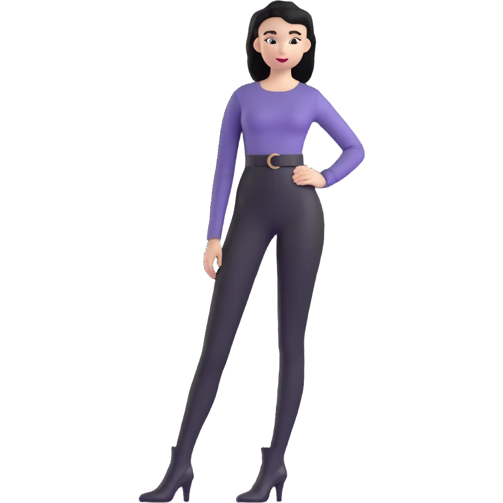 girl with oval-shaped flat-top head wearing tight black pants and black medieval high-heeled boots emoji