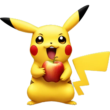 Pikachu eat an apple emoji