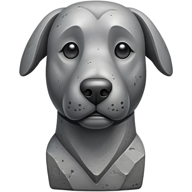 dog with a moai stone face, stone statue dog with long nose emoji
