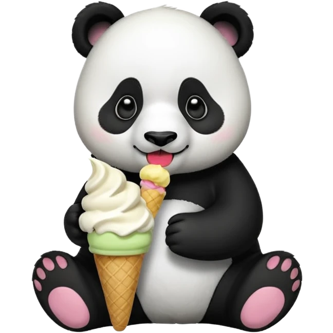 Panda eating ice cream emoji