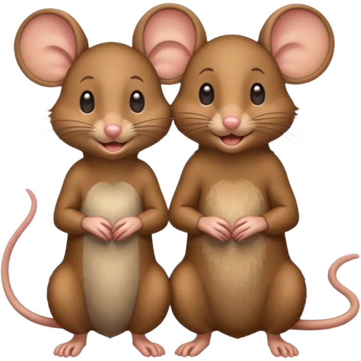 One mouse standing with the other kneeling infront of its crotch area smiling emoji