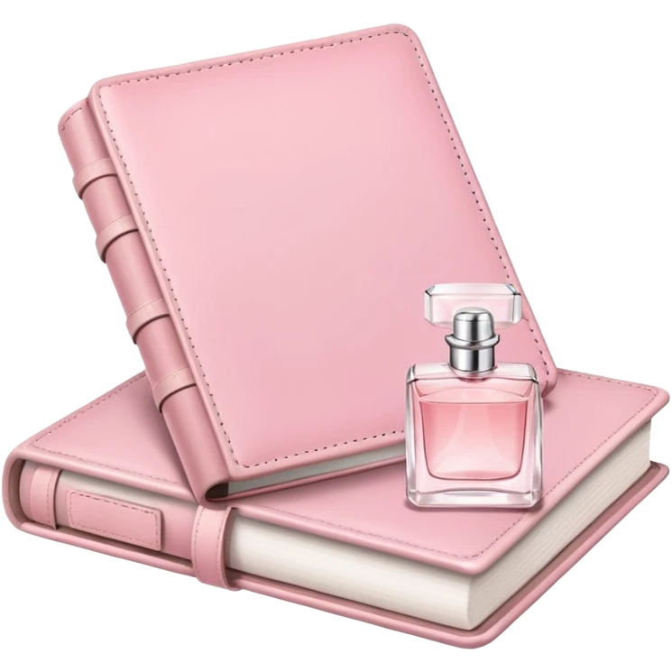 pink bookbook and fragance emoji