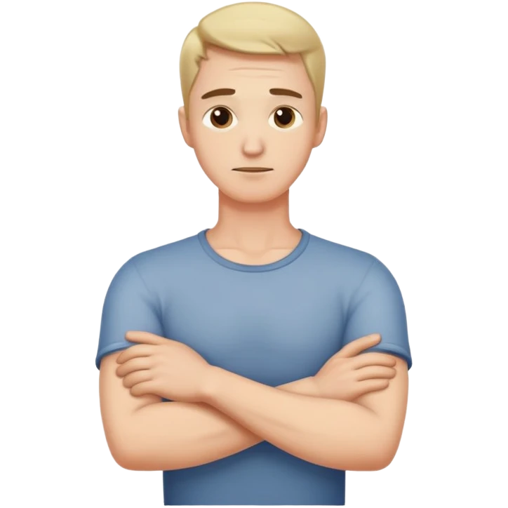 man crossed arms with hand on neck emoji