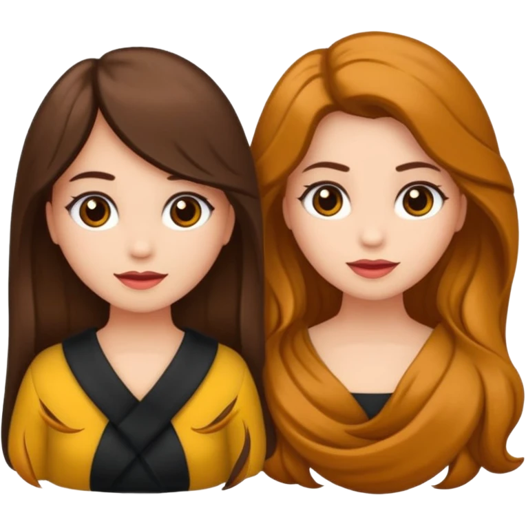 duas meninas lindas uma de cabelo encaracolado e a outra de cabelo castanho, a darem um abraço de amizade emoji