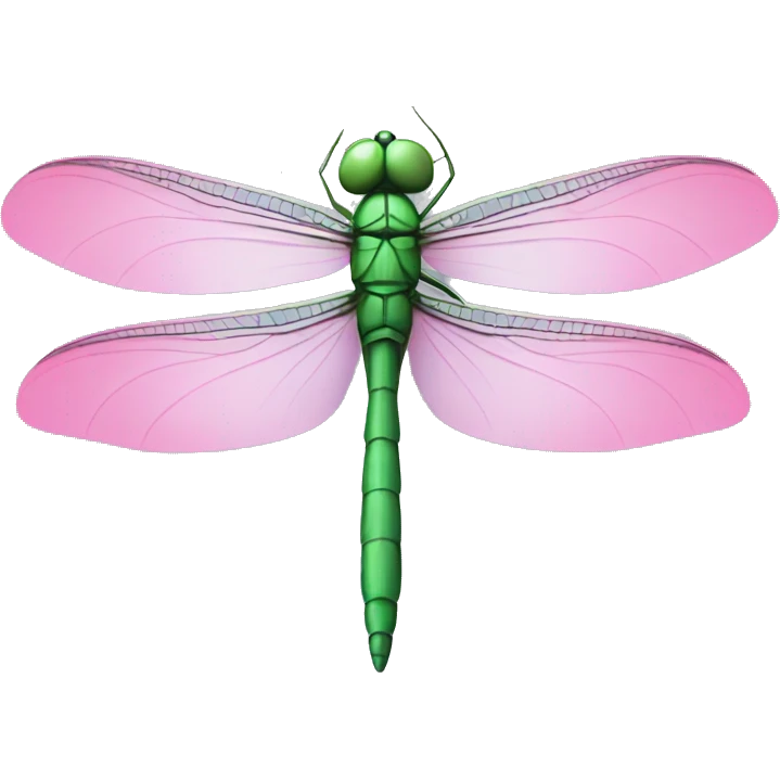 Cartoonish green and pink dragonfly emoji