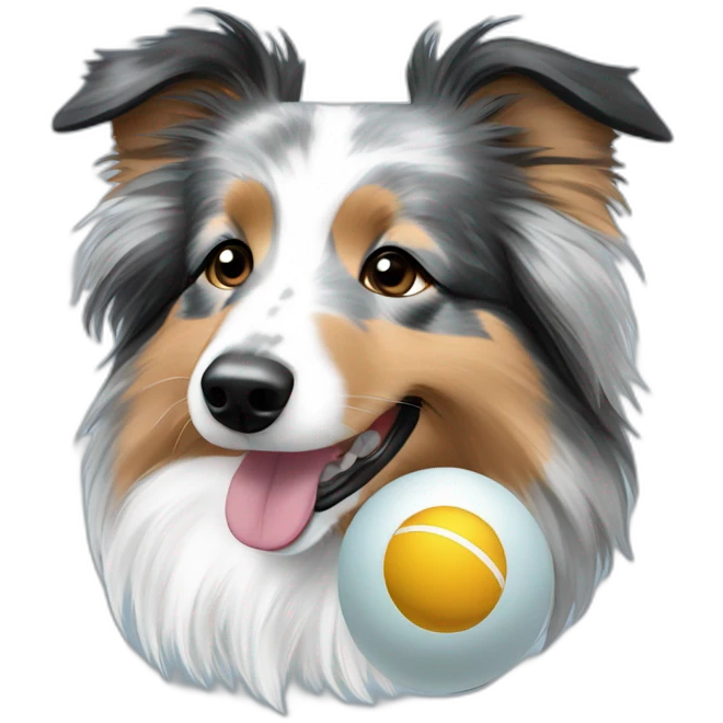 Blue merle sheltie with ball emoji