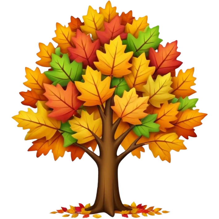 tree in the fall with colorful autumn leaves emoji