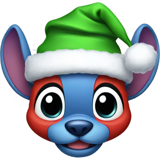 Stitch wearing a Christmas hat emoji