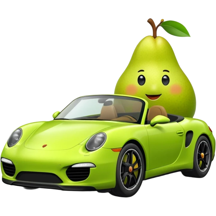 plain pear in a porshce withe black rims emoji