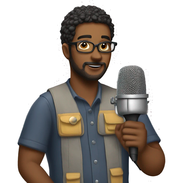 The sound engineer holds a microphone in his hands emoji