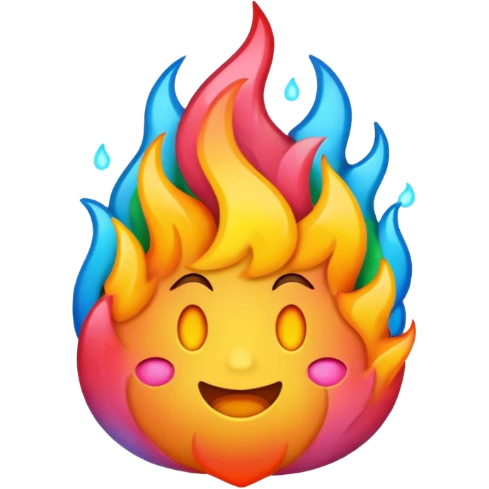 A fire emoji with the colors of the pride flag. Take away the small fire emojis besides the single big one emoji