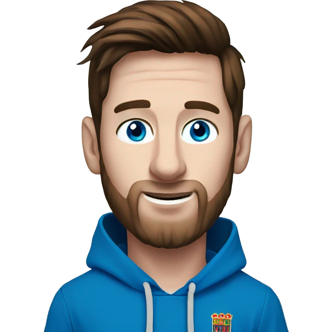 messi with a blue goat, blue eyes, puma hoodie  emoji