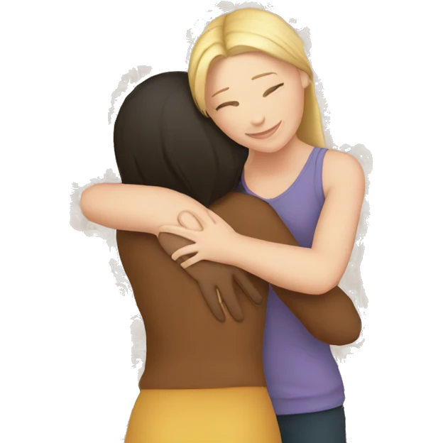 White Girl hugs white girl emoji