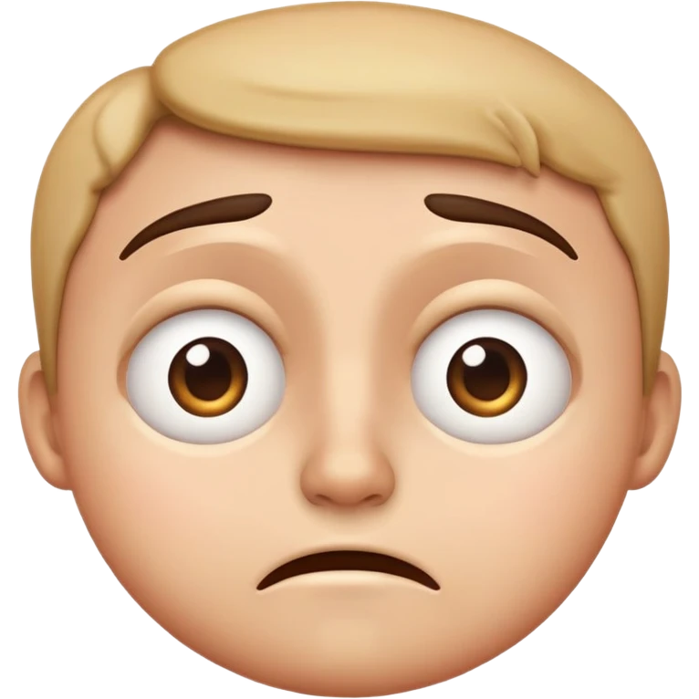 anxious face emoji, wide eyes, furrowed brows, small frown, sweat drop, classic emoji style emoji