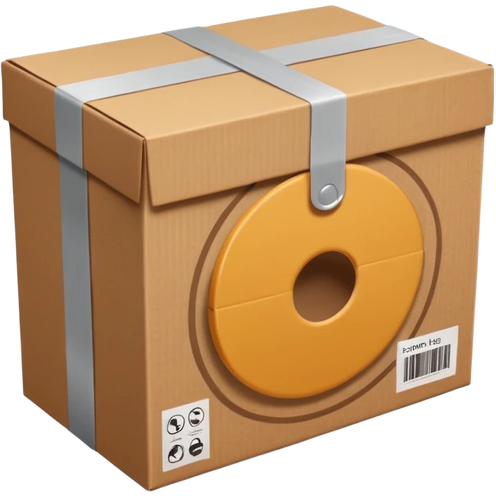  cardboard delivery box with a shipping label and tape. Rounded, glossy, smooth, soft shadows, white background.


 emoji