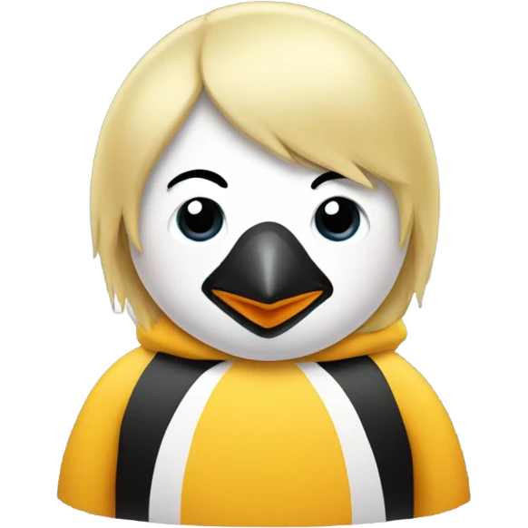 blonde boy head on the body of a real penguin emoji