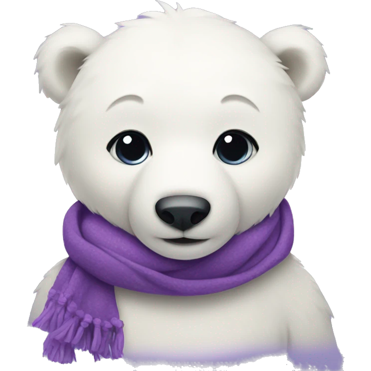Cute polar bear with purple scarf  emoji
