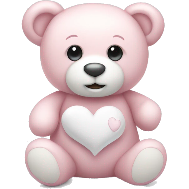 Light pink teddy bear with white heart emoji