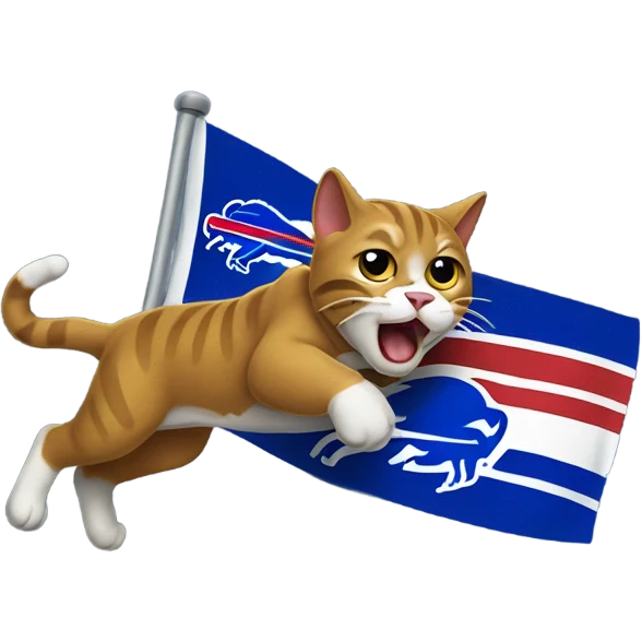 Cat stomping on a buffalo bills flag emoji