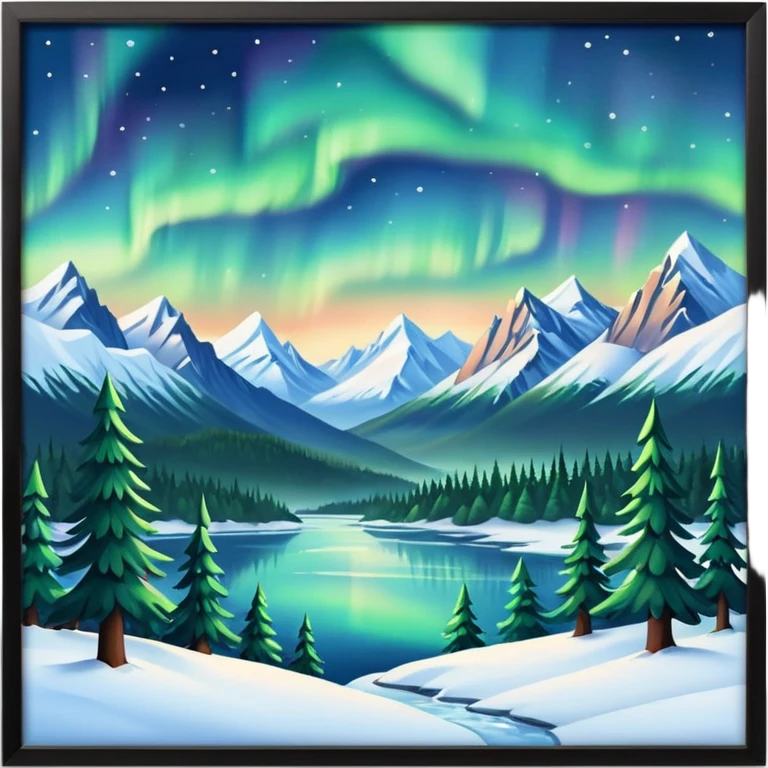 Alaska taiga: snowy forests, mountains & Northern lights emoji