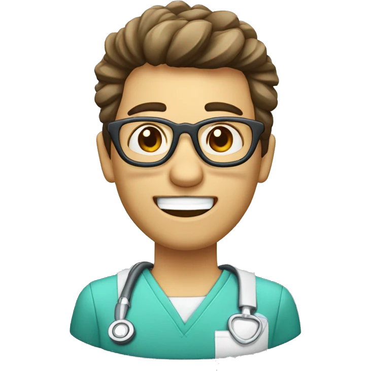 dentista , cabelos compridos e loiros, com oculos de grau emoji