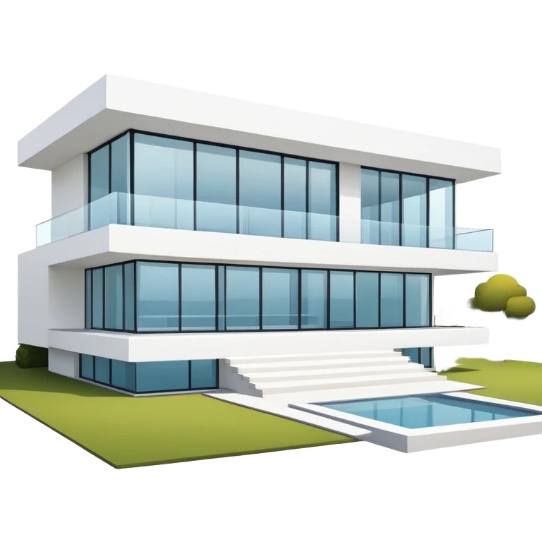 sleek modern house with large windows, flat roof, and clean architectural lines emoji