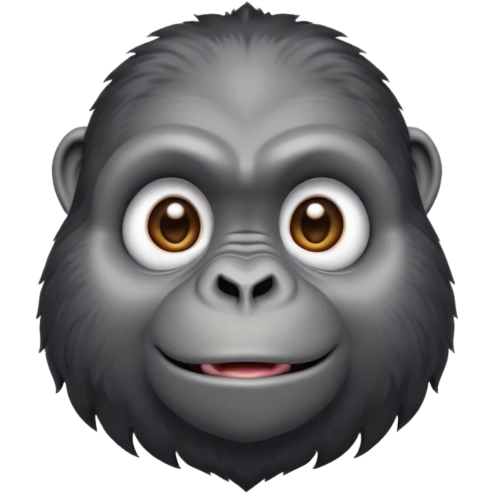 Cinematic Cute Gorilla Portrait Emoji, Head tilted playfully and inquisitively, with a robust, endearingly soft face accented by tender fur and round, sparkling eyes full of warmth, Simplified yet irresistibly adorable features, highly detailed, glowing with a warm, friendly jungle glow, high shine, affectionate and lively, stylized with a touch of whimsical charm, soft glowing outline, capturing the essence of a mischievous yet loving gorilla that feels like it could lumber out of the screen into your arms! emoji