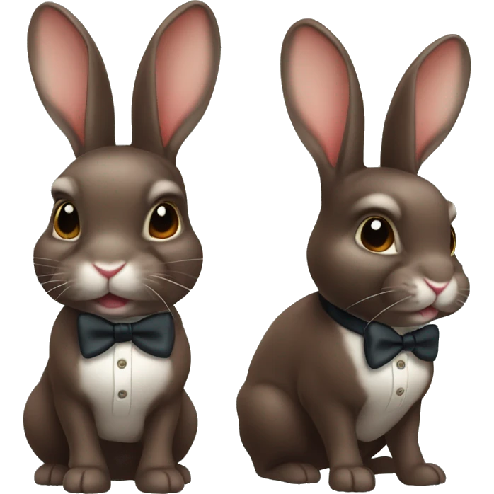 Chocolate, brown, mini Rex rabbit as a cute distinguished gentleman emoji